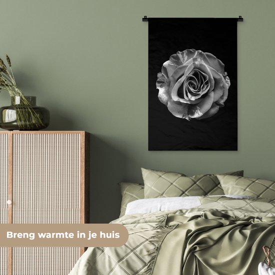 Tapisserie - Toile murale - Fleurs - Rose - Zwart - Wit - Botanique - 60x90 cm - Tapisserie