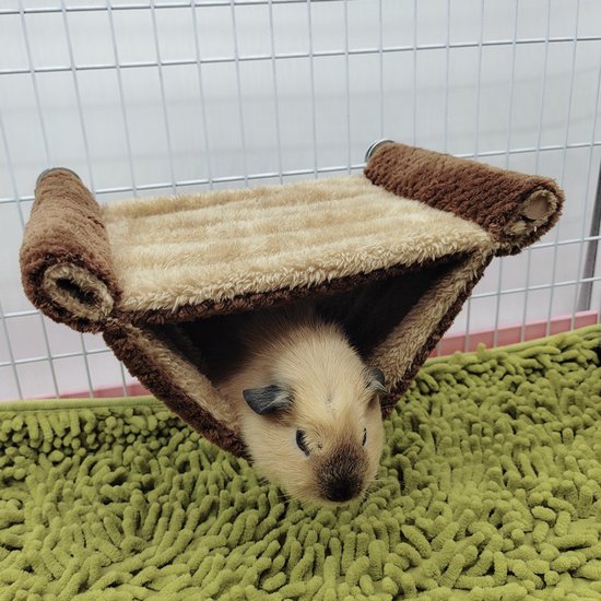 Hamster hangmat bruin 20x14x10cm - Hamster slaapzak - Hamster speelgoed huisje Geschikt voor Muizen, Ratten, Cavia's, Hamsters, Gerbils en Meer - Knaagdier hangmat van Fleece - Hamsterhangmat - Merkloos