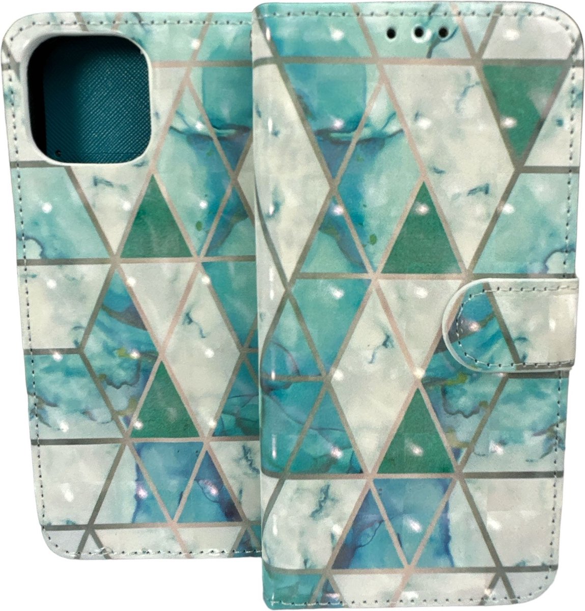 Portemonnee Book Case Hoesje Geschikt voor: iPhone 14 Plus - Marmer Print