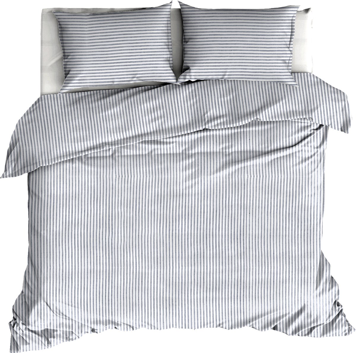 Linolux Dekbedovertrek Vintage Stripe White/Anthracite Lits-jumeaux 260