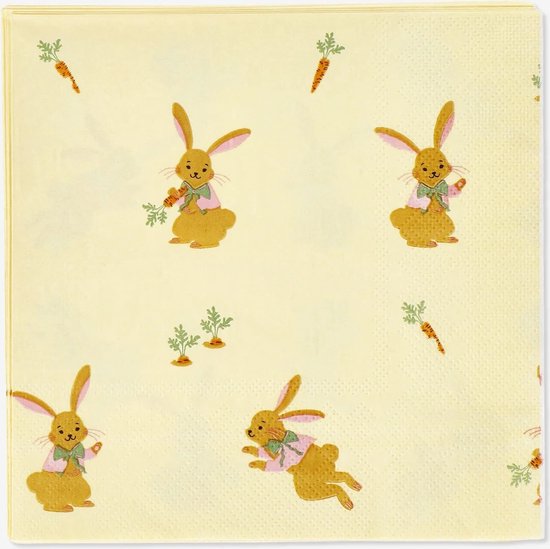 Servetten Pasen - Paashaas - Konijn - Kuiken - Easter _ Boerderij - 16 stuks - 16,5 x 16,5 cm - 16 stuks