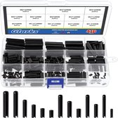 416Pcs Black Roll Pin Assortiment Set M1.5 M2 M2.5 M3 M4 M5 M6 Slotted Spring Pins Split Lente Dowel Spanning Roll Pins Set