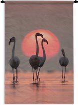 Tapisserie - Toile murale - Vogel - Flamingo - Coucher de soleil - Rose - 120x180 cm - Tapisserie