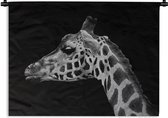 Wandkleed - Wanddoek - Dieren - Giraffe - Zwart - Wit - 60x45 cm - Wandtapijt