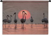 Tapisserie - Toile murale - Vogel - Flamingo - Coucher de soleil - Rose - 60x45 cm - Tapisserie