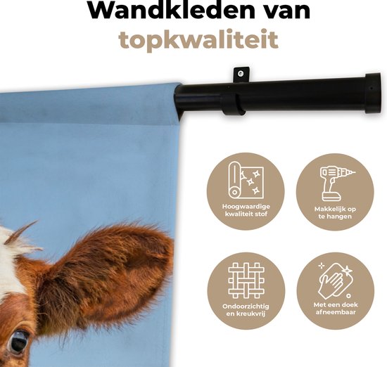 Wandkleed - Wanddoek - Koeien - Lucht - Dieren - Boerderij - Portret - 180x180 cm - Wandtapijt