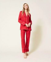 Pyjama Twinset en satin jacquard Rouge M