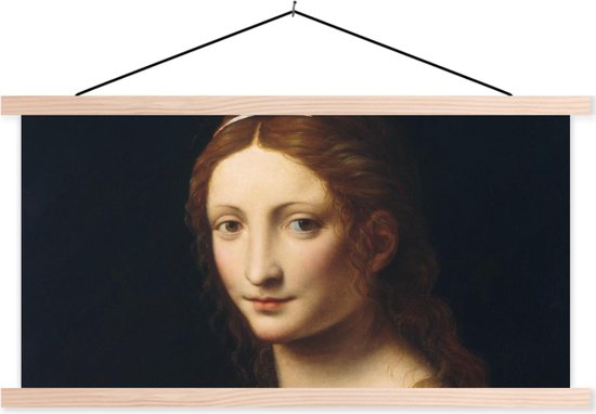 Posterhanger incl. Poster - Schoolplaat - Maria Magdalena - Leonardo da Vinci - 150x75 cm - Blanke latten