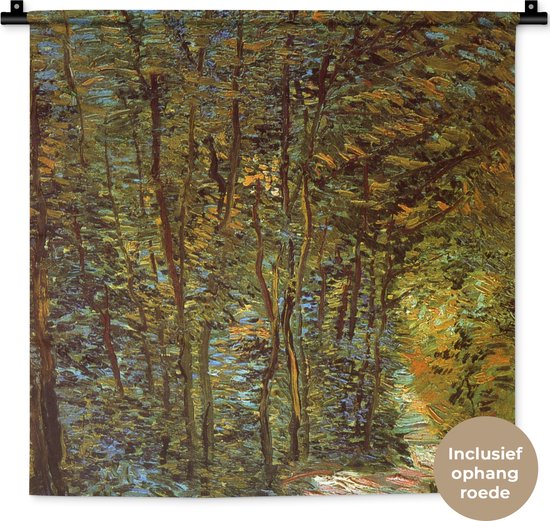 Wandkleed - Wanddoek - In het bos - Vincent van Gogh - 60x60 cm - Wandtapijt