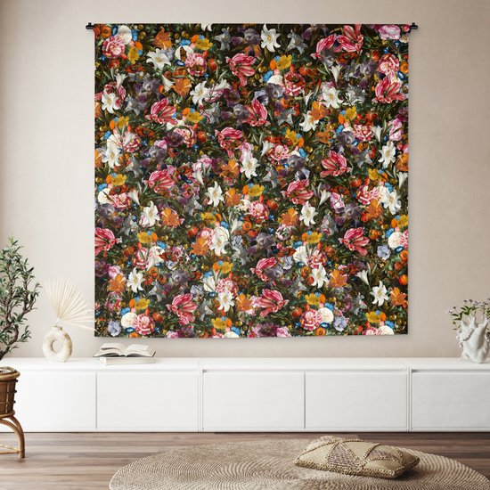 Tapisserie - Fleurs - Arc-en-ciel - Art - Maîtres anciens - Tapisserie - Tapisserie - Katoen - Décoration de la maison - 180x180 cm - Chambre à coucher - Tissu mural - Tapisserie murale - Décoration murale - Tapisseries