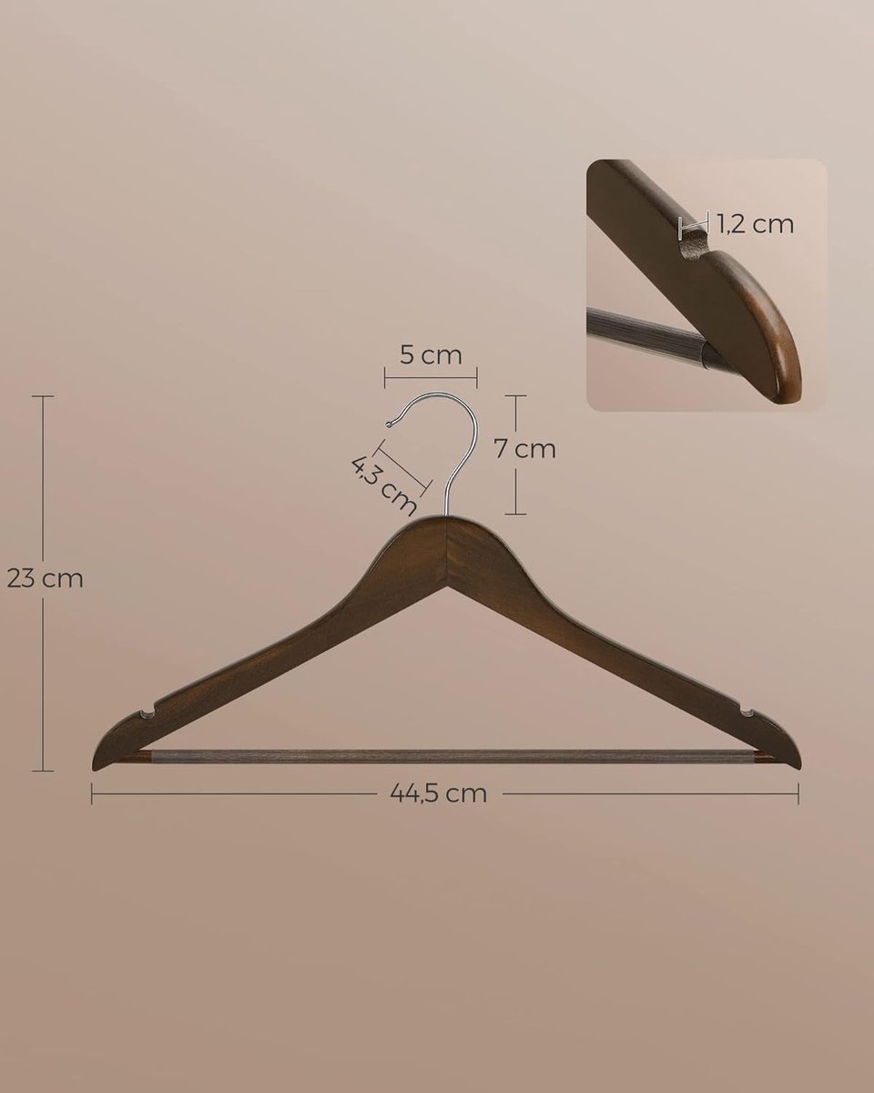 PORTENTUM Cintres En Bois Blanc - Lot De 20, Crochet Pivotant - Pour Pantalons, Costumes, Robes - Gain De Place
