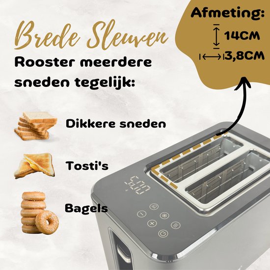 Bodilux Broodrooster met tostiklemmen - Tosti apparaat - 7 bruiningniveaus - Sandwichfunctie - Roestvrijstaal - Zwart - Bodilux