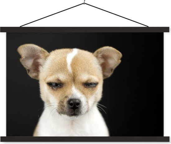 Affiche textielposter chien hurlant sur fond noir lattes noires 90x60 cm