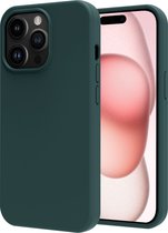 Hoes Geschikt voor iPhone 15 Pro Max Hoesje Cover Siliconen Back Case Hoes - Donkergroen