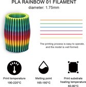 Sunlu Pla Regenboog Multicolor Pla Filament 1.75Mm 1Kg 3d Filament Materialen Heldere Kleur Low Shrinkagefor Diy 3d Printer Fdm