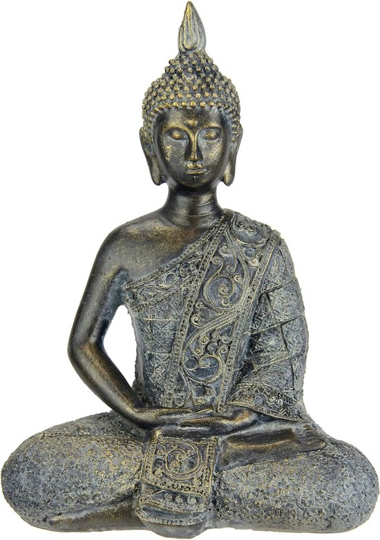 Boeddhafiguur mediterend zittend beeld beeldjes sculptuur buste standbeeld ornament boeddhafiguur Feng Shui decoratie tuin terrassen balkon deco Boeddhabeeld woonaccessoire Boeddha-sculptuur