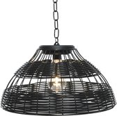 Lumineo hanglamp - SOLAR - zwart - 37 x 37 x 20 cm - Rotan lampenkap - Weerbestendig - Decoratieve hanglampen - LED