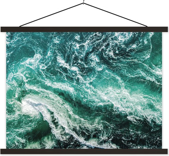 Porte-affiche avec affiche - Affiche scolaire - Océan - Water - Mer - Luxe - Vert - Turquoise - 60x45 cm - Lattes noires