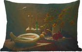 Buitenkussens - Tuin - Stilleven -Kunst - Schilderij - Fruit - Zonnebloem - Lichtval - 50x30 cm