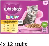 4x Whiskas junior Multipack Sélection de Volaille en Sauce 12 x 85 gr