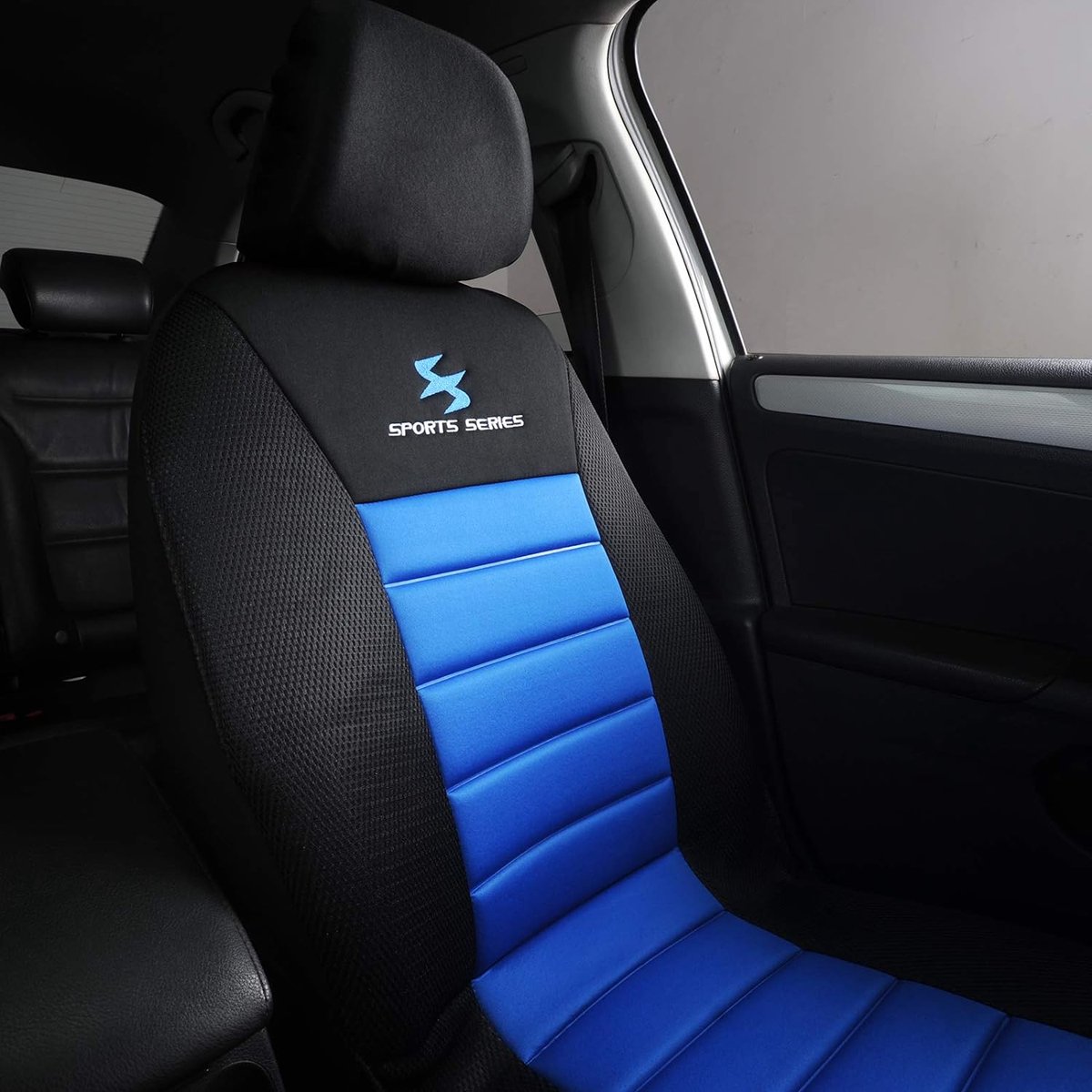 autostoelbeschermer, verstelbaar, verwijderbaar, autostoelkussens, Universal Car Seat Covers,2 Seats, Black-Blue