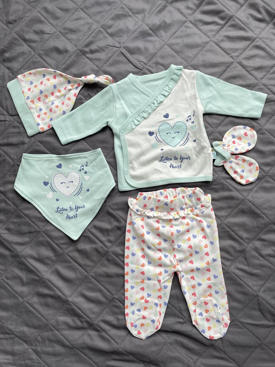 Baby 5-delige newborn kleding set meisjes - Newborn set - Babykleding - Babyshower cadeau - Kraamcadeau - Civil