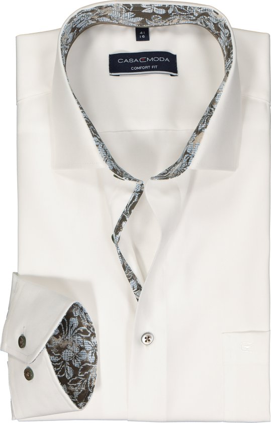 CASA MODA comfort fit overhemd - popeline - wit - Strijkvrij - Boordmaat: