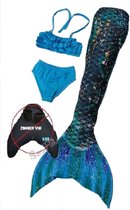 Zeemeermin staart los| Mermaid staart met bikiniset | Emerald Sparkle | maat 110 | Zonder monovin geleverd | Nieuw model 2024!