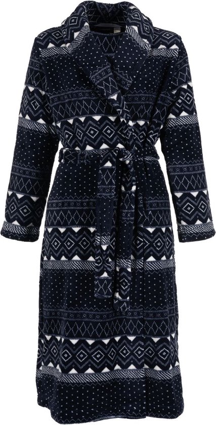 Dames badjas met Noorse print - Pastunette badjas van hoogwaardig fleece - luxe badjas voor dames - maat 38