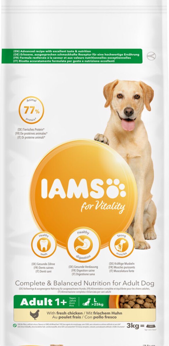 3x Iams Dog Adult Large Kip 3 kg