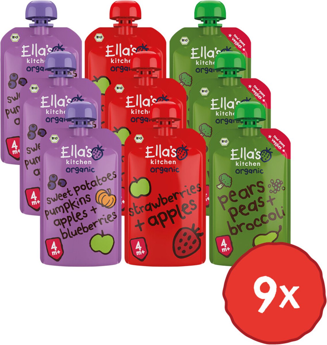 Goedkoopste Ella's kitchen 4 m 9 Stuks Knijpzakjes Pakket