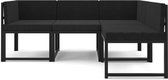 Istanbul Black Hoekbank - Modern Design - Tuinmeubelen - 4 Personen - Metaal - Zwart - 185x120x73 cm