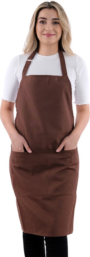 Simple Keukenschort Bruin Professioneel Verstelbaar Keukenschort dames Horecakwaliteit keukenschort vrouw One Size Schort