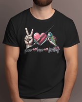 Peace Love Fishing - T Shirt - Fishing - Gift - Cadeau - Angling - Fisherman - CatchOfTheDay - Vissen - Hengelsport - Visser - VangstVanDeDag - Vliegvissen