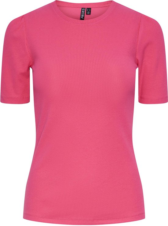 Pieces T-shirt Pcruka Ss Puff Top Noos 17133700 Hot Pink Dames Maat - XL