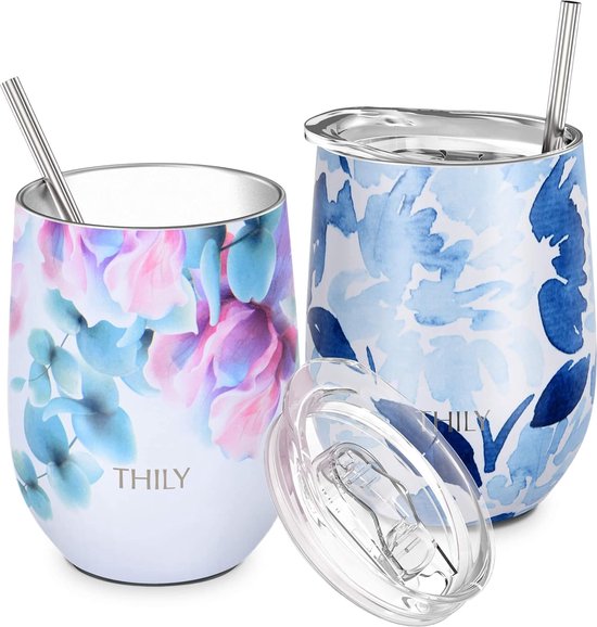 CHAKO LAB Waterfles met rietje en draaggreep | vacuüm geïsoleerde roestvrijstalen flessen met brede opening | Herbruikbaar, lekvrij en BPA- vrij | 935 ml (geel en blauw