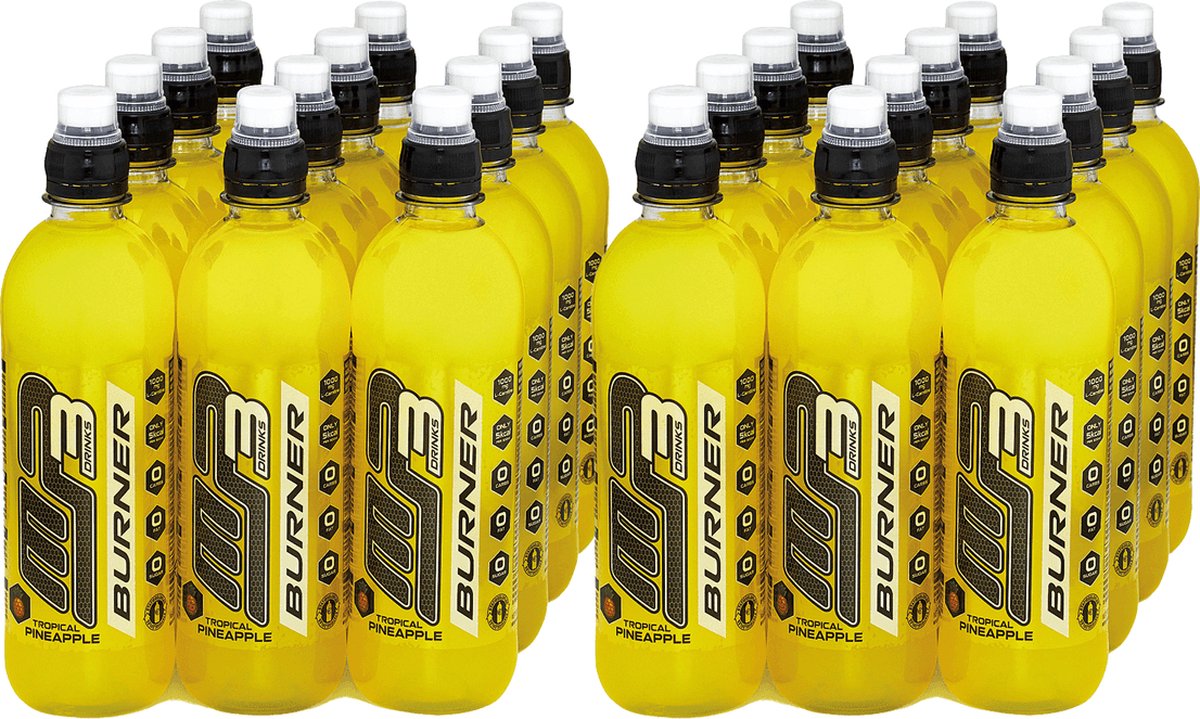 Goedkoopste Burner (Tropical Pineapple - 24 x 500 ml) - MP3 - Carnitine drink - Sportdrank - 12 liter - Voordeelverpakking