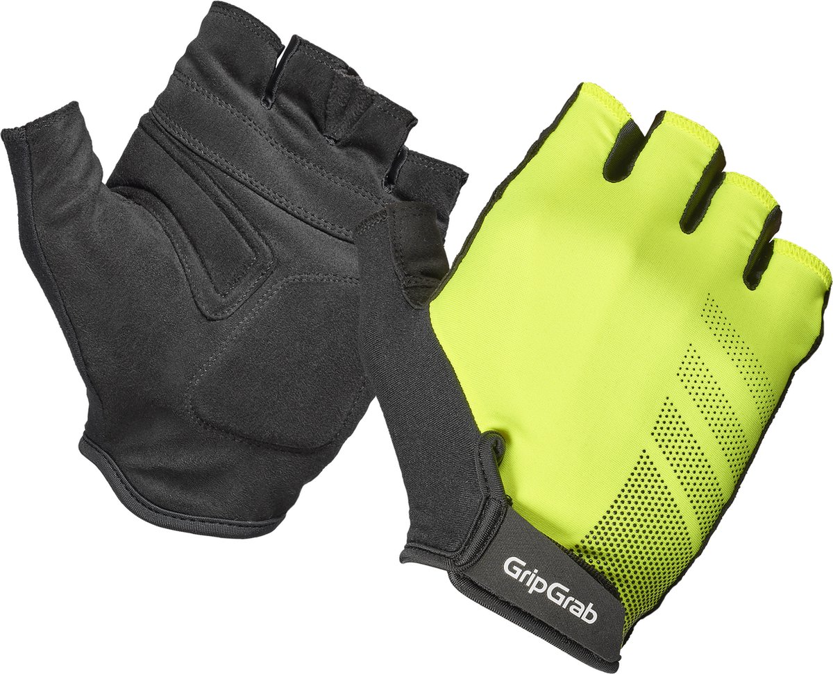 GripGrab - Ride RC Lite Korte Vinger Zomer Fietshandschoenen met Padding - Geel Hi-Vis - Unisex - Maat L