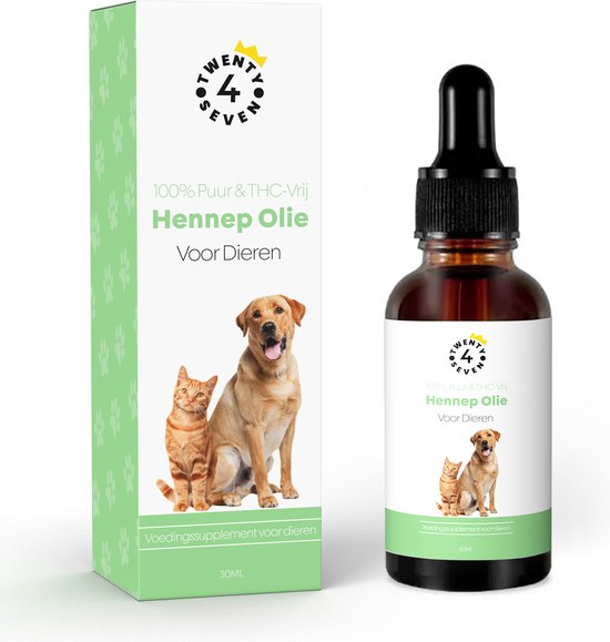 Twenty4seven® Hennep Olie - Hennepolie Hond & Kat - Kalmerend - 0% THC - Gewricht - Weerstand - 30ml