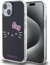 Coque arrière en TPU Hello Kitty iPhone 15 – Kitty Face – Zwart