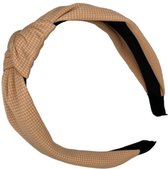Diadeem - haarband van stof met knoop - wafelstof - kinderen/meisjes/dames – zand/beige