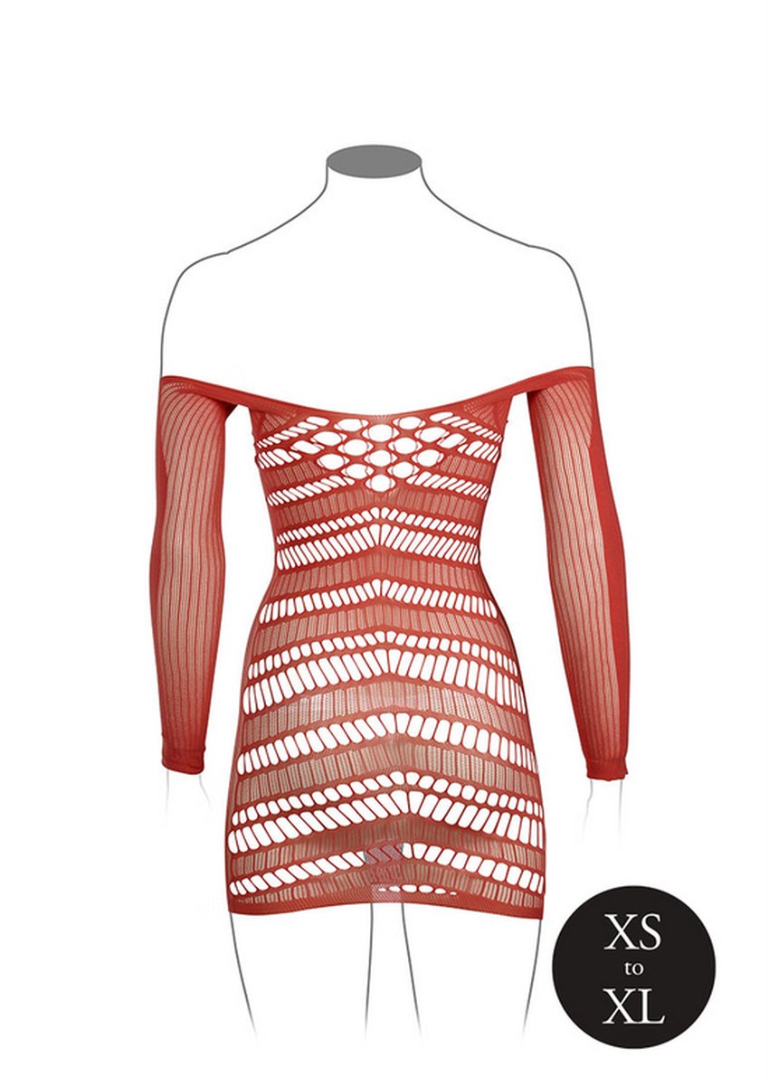 Long-Sleeved Net Mini Dress - One Size - Sunset Glow