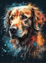 TOPMO - Kleurrijke hond- 40X50CM- Diamond painting pakket - HQ Diamond Painting - VOLLEDIG dekkend - Diamant Schilderen - voor Volwassenen – ROND