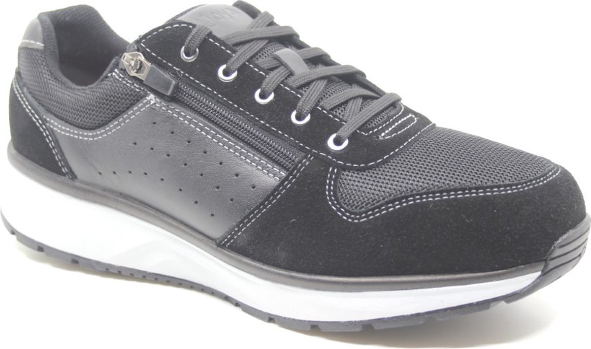 Joya, DYNAMO ZIP, 254sne, Zwarte sneakers met rits wijdte H