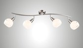 Trango 4-vlam 1001-42SD plafondlamp *OLIVIA* incl. 4x 3-staps dimbare LED lamp 3000K warm wit I plafondlamp in RVS look met design glazen, plafondspots, woonkamerlamp, spotjes