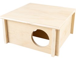 Duvoplus - Hok - Knaagdier - Knaagdieren Houten Bungalow 20x20x10cm Houtkleurig - 1st
