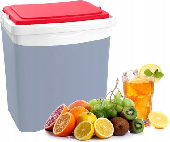 Koelbox met koelelementen - 25 liter - kunststof - grijs - 39 x 29 x 42 cm van KOEL — afbeelding 2