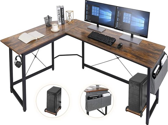 AllinShop® - Table de bureau - En forme de L - Bureau d'angle - Table d'ordinateur - Bois - Chaise de bureau - Table de jeu - Bureau de jeu - Simple - Moderne