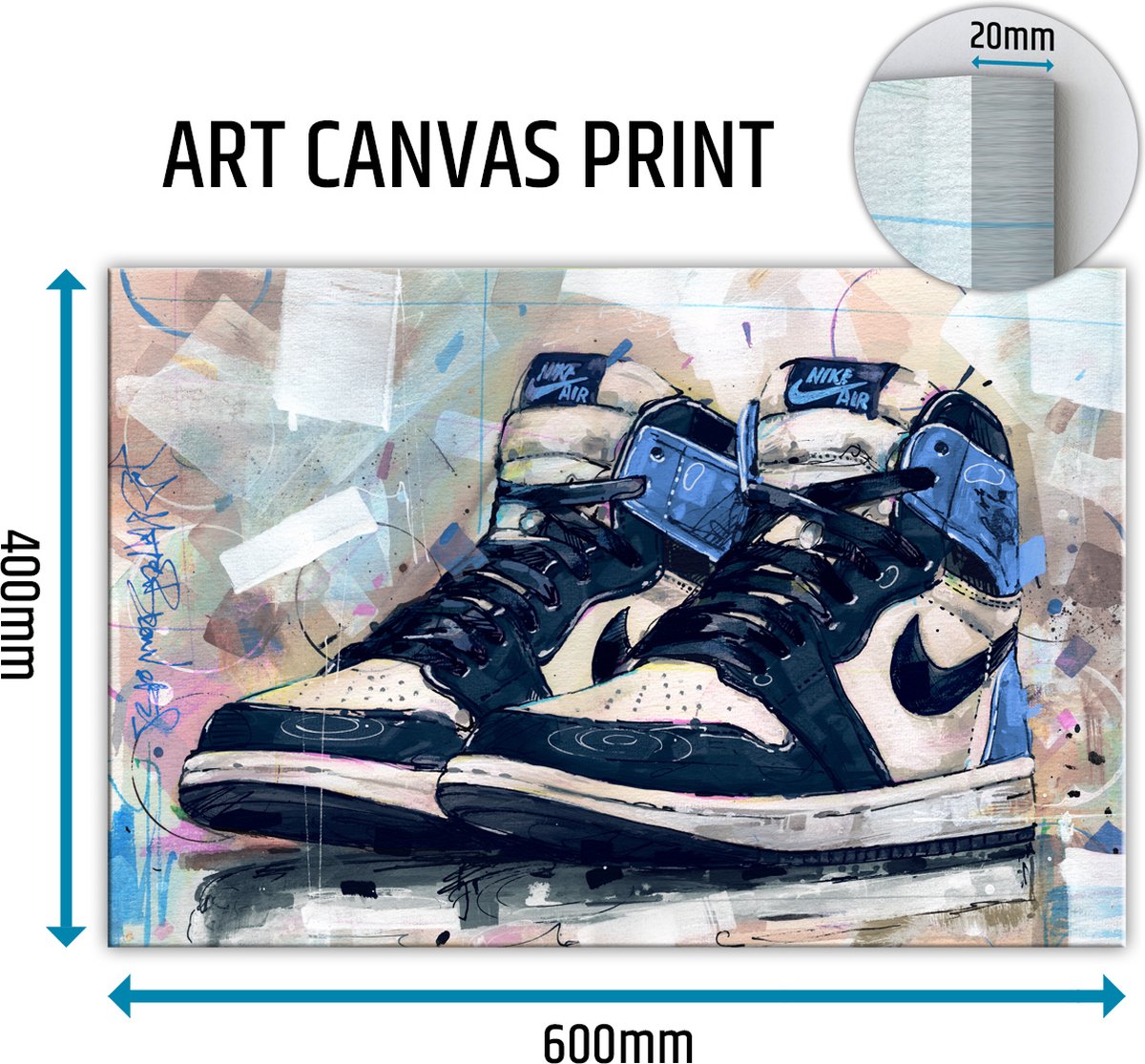 Sneaker canvas retro high obsidian blue 60x40 cm