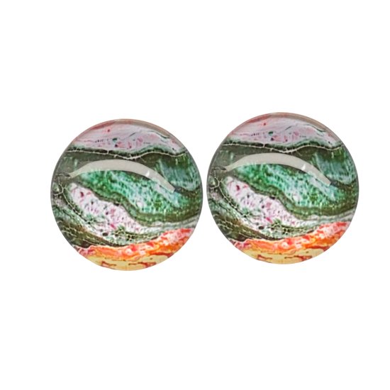Clip- Oorbellen- Groen- oranje- 2 cm- geen gaatje- Charme Bijoux